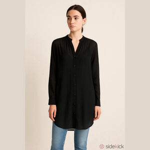 T.Babaton black silk long sleeve sheer dress normcore